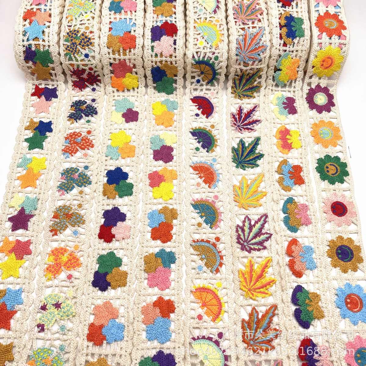 新款水果花朵图案刺绣花边 仿手钩绣花织带服装箱包辅料配饰