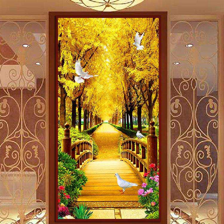 蒙娜丽莎黄金满地竖版玄关十字绣2024新款线绣客厅大幅自己绣手工