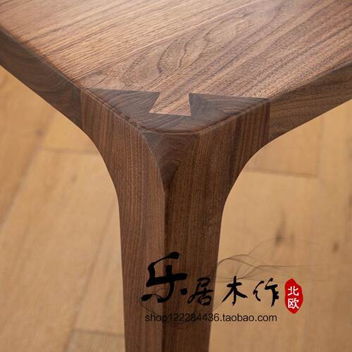 北美黑胡桃原木餐桌实木会议桌北欧现代简约餐桌长方形饭厅大板桌