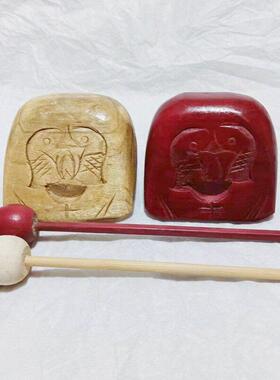 念佛木鱼结缘实木清漆红色双鱼香樟木老人小孩初学者实木静心功德