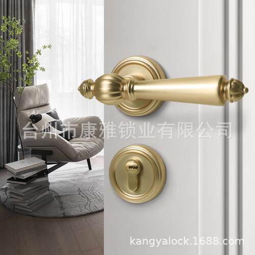 新款直销货源 金色欧式锌合金门锁南瓜静音磁吸室内卧室房门锁门