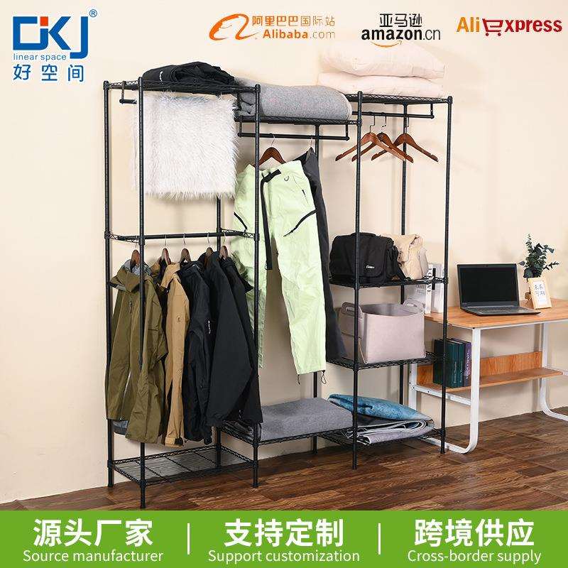 置地式多功能三列衣橱架落地卧室衣柜服装店挂衣架服装收纳架