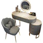 轻奢岩板梳妆台卧室现代简约ins风小户型化妆桌柜一体2024年新款