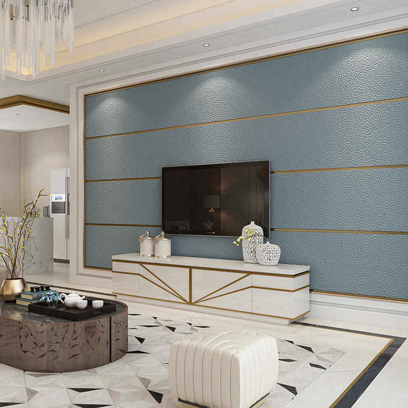 轻奢条纹鹿皮绒墙纸现代简约沙发背景墙主卧客厅满铺加厚