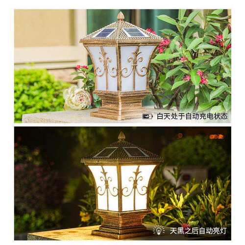 太阳能柱头灯户外防水围墙灯庭院家用花园别墅室外灯太阳能门柱灯