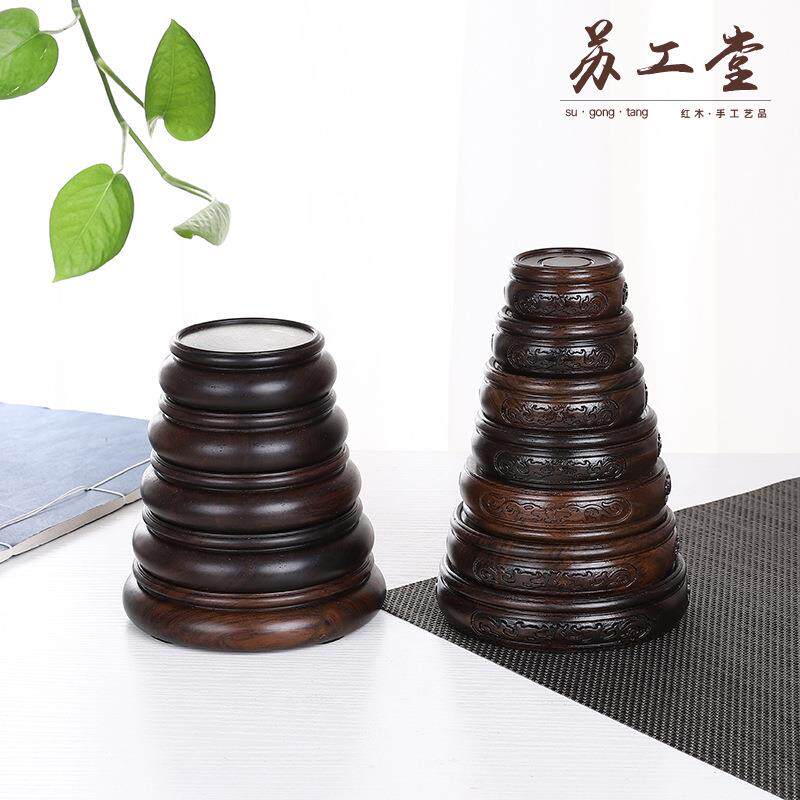 黑檀套装圆底座实木圆形托架摆件花瓶花盆景鱼缸底座直销