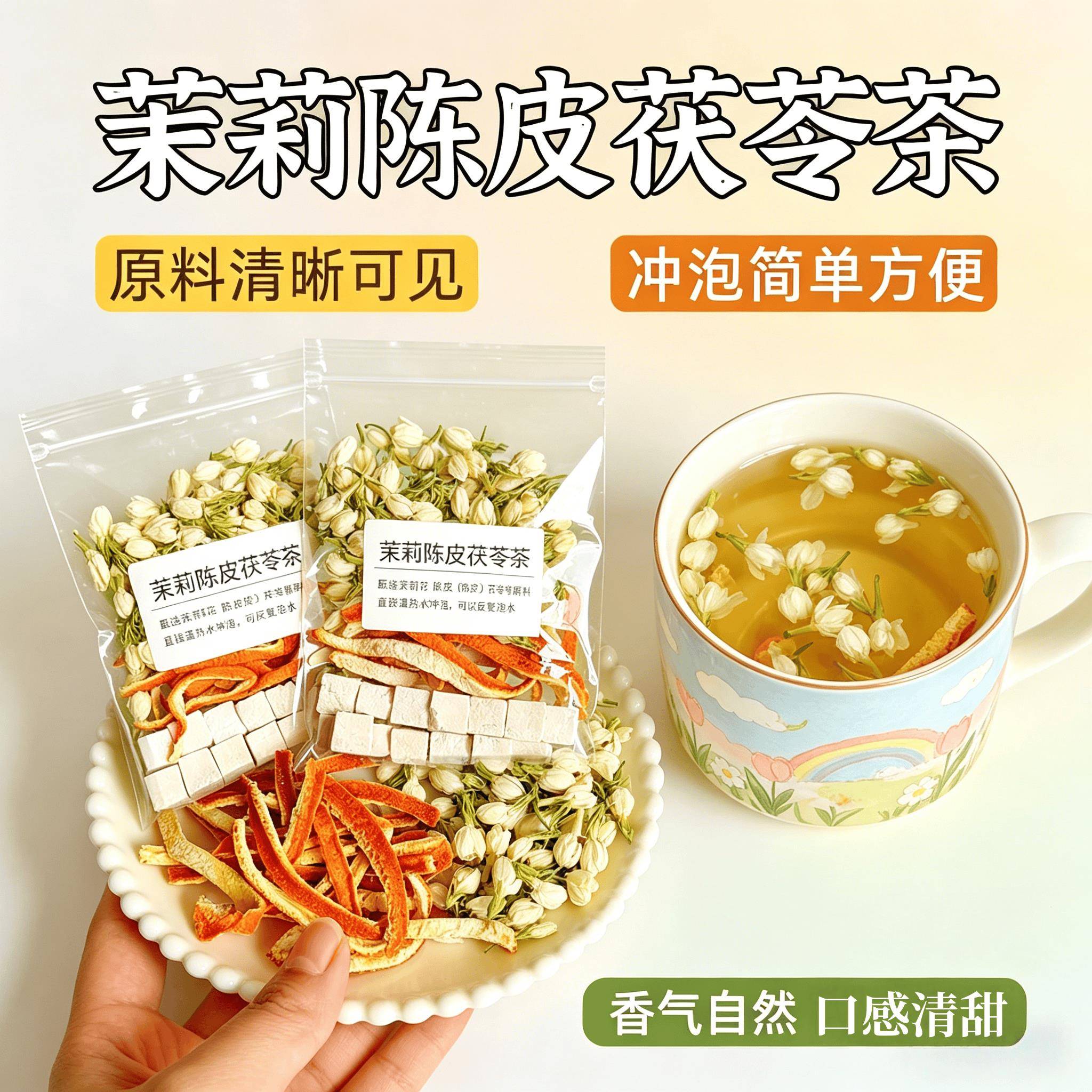 茉莉陈皮茯苓茶优选天然原料独立包装清香便携日常冲泡办公室家用