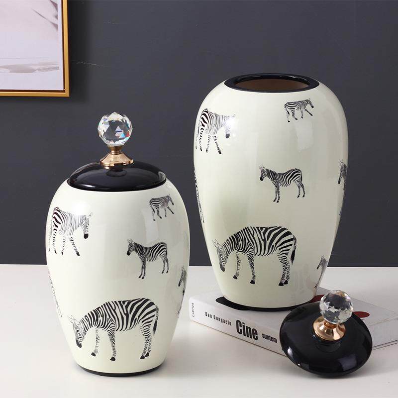 现代简约家居摆件陶瓷储物罐两件套北欧创意瓶软装客厅玄关装饰罐