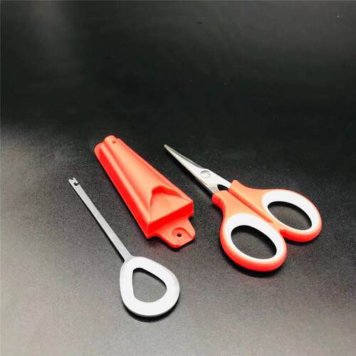 新款直销钓箱剪刀浮水剪刀8字折叠剪刀大力马鱼线剪刀带锯齿剪刀