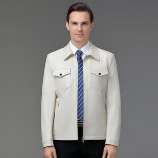 BB冬年休闲拉链领翻纯色青厚款 皮衣中2388 外套男皮夹 男士 秋新款