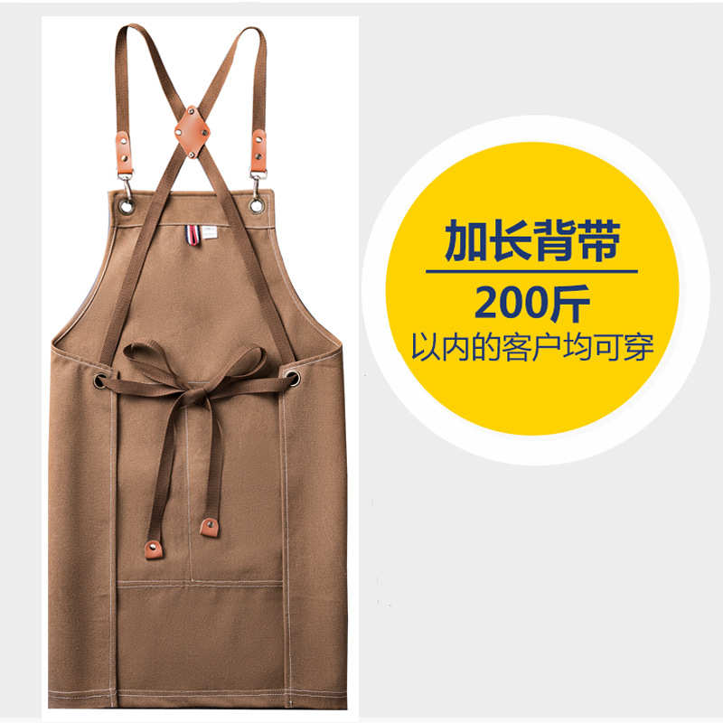 加大加厚帆布定制logo围裙女多口袋理发园艺高端工作服