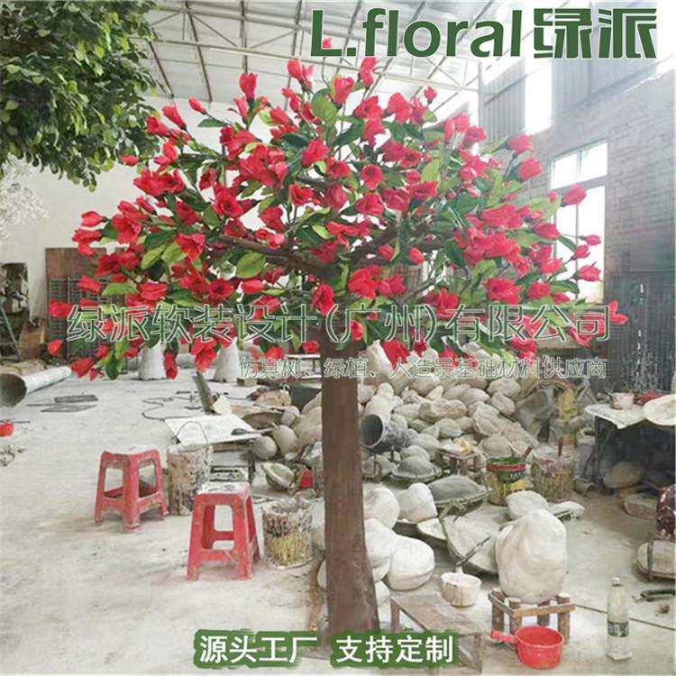 厂家直销仿真植物盆栽绿植小盆景仿真花假花摆设仿真木棉花树