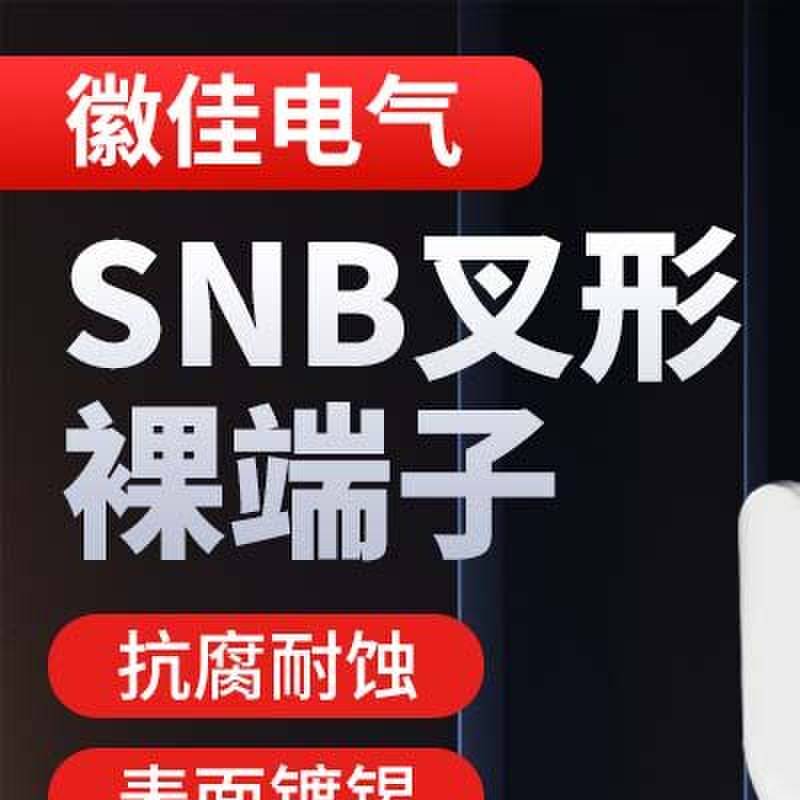 SNB加厚国标紫铜冷压接压线端子y型u型叉型铜线鼻子1.25/8/14平方