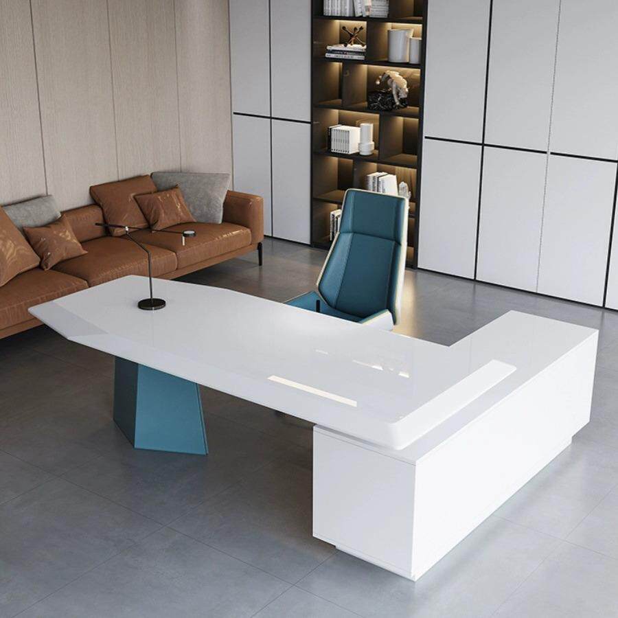 女老板办公桌简约现代大班台总裁时尚主管经理桌 烤漆办公桌椅组