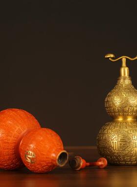 新款直销黄铜葫芦摆件开盖葫芦财福葫芦 铜器工艺品摆件铜像家居