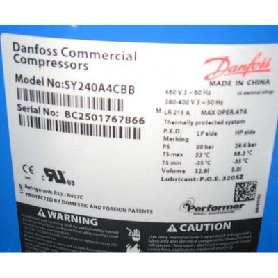 丹佛斯SY240A4CBE SY240A4ABB SY240A4CBB百福马20P匹压缩机配件