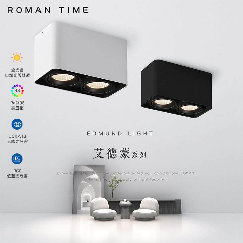 罗曼时光 方形LED双头明装筒灯射灯无主灯照明吸顶灯斗胆灯天花板