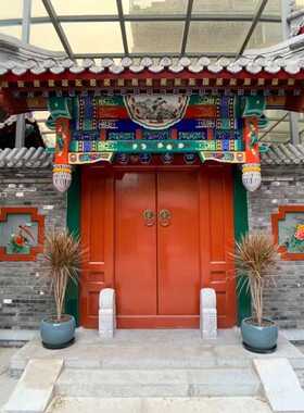 四合院大门中式实木别墅酒店大门入户大门传统工艺一麻五灰庭院门
