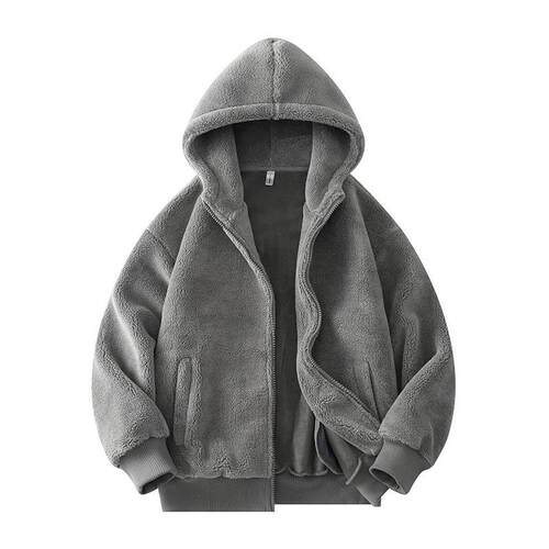 Mostarsea~冬季连帽羊羔绒棉衣外套男宽松休闲加厚摇粒绒开衫卫衣