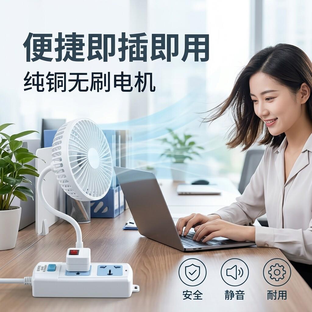 便携桌面万向小风扇静音无刷电机办公室宿舍厨房卫生间家用大风力