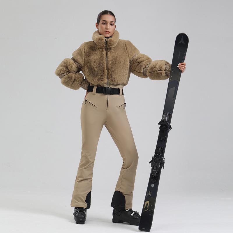 冬季新款滑雪服女款防风加厚保暖双板修身户外运动跨境滑雪服连体