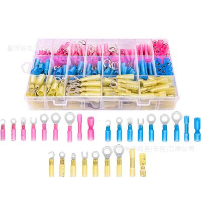 270PCS 盒装热收缩线连接器防水船用汽车叉-钩-铲形对接端子组合