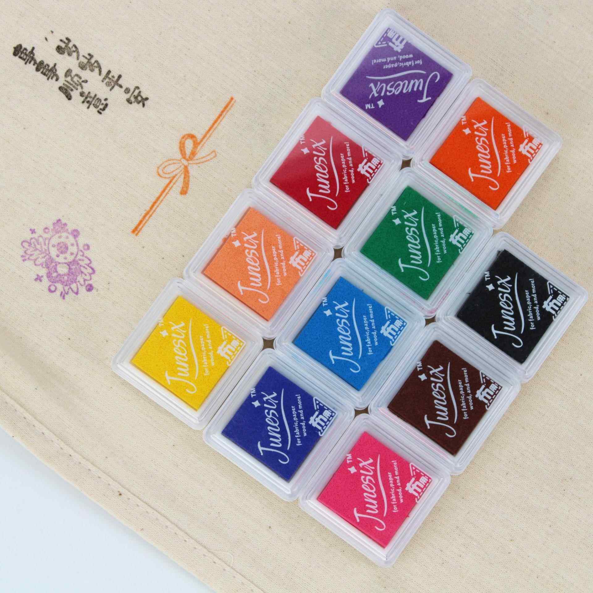 junesix纸木布多用单方印台 布用单方橡皮章手帐印泥/印台 11色