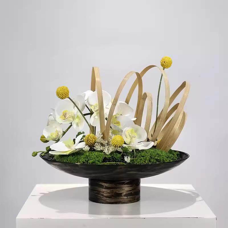 新中式仿制铜器永生苔藓绿植盆景微景观酒店售楼处样板房软装摆件