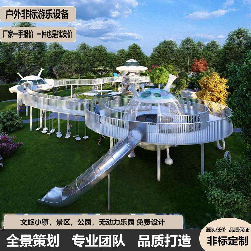 不锈钢滑梯儿童攀爬钻洞户外文旅公园景区大型组合非标游乐设备