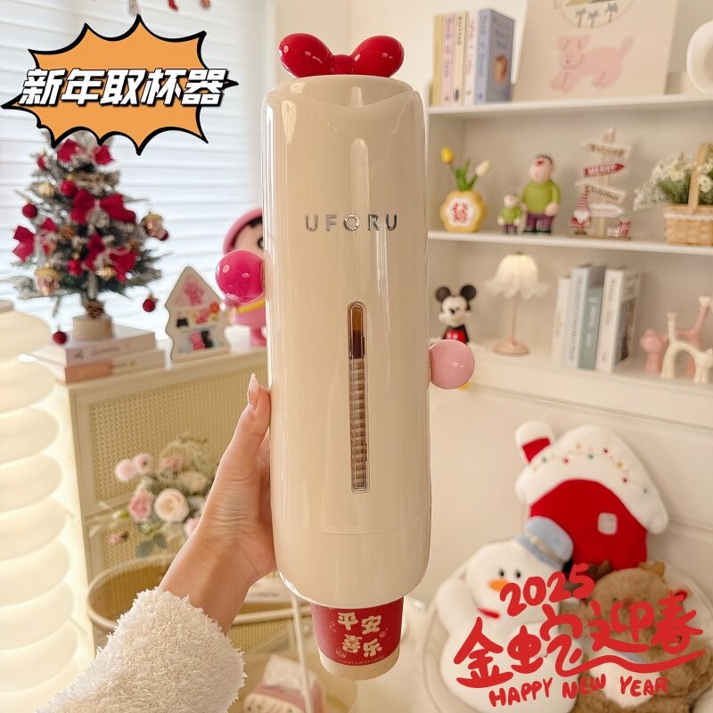 新款一次性杯子取杯器壁挂式高级纸杯架防尘一次水杯取杯器收纳图片