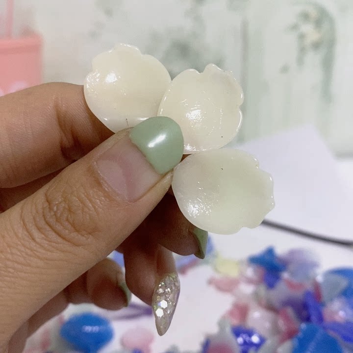老料器花瓣汉服发簪10片奶黄色