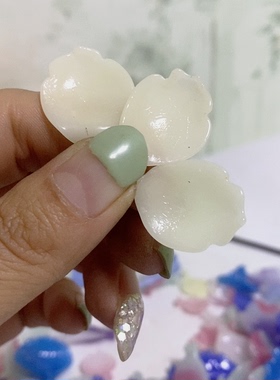 老料器花瓣汉服发簪10片奶黄色凤翎H-02