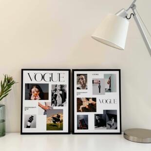 ins时尚杂志海报装饰画黑白英文字母客厅玄关挂画桌面电视柜摆件