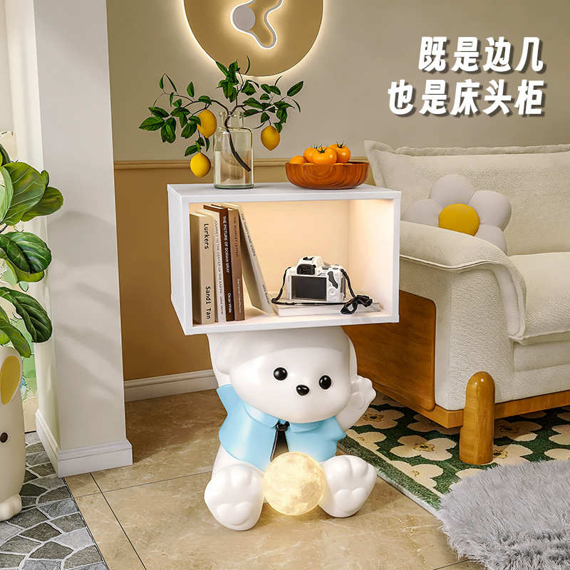 卡通落地灯卧室床头柜客厅沙发旁边茶几简约置物一体网红立式台灯