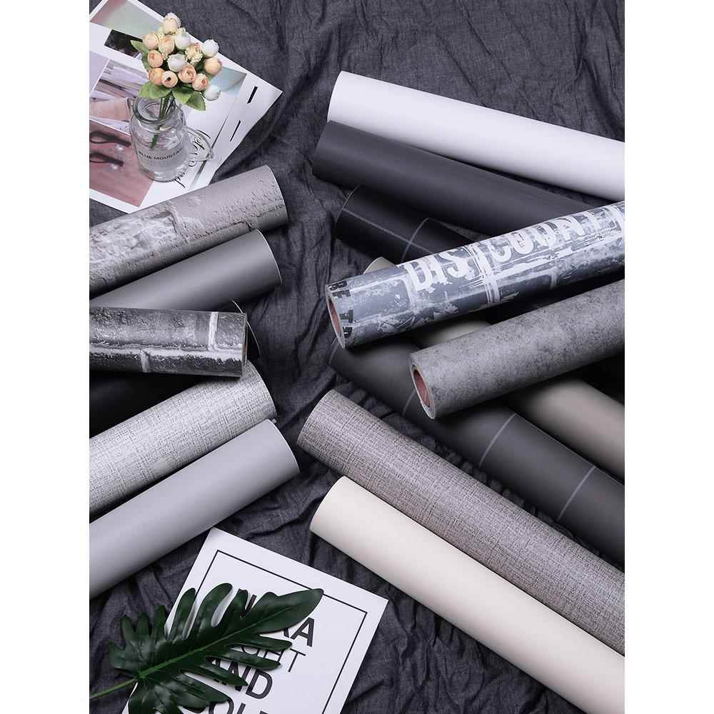 防水墙纸不干胶卧室暖色墙纸Pvc灰墙贴学生宿舍装修家具装修贴