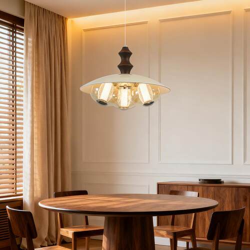 高品质复古餐厅吊灯法式中古风胡桃木色吧台灯创意个性设计感灯