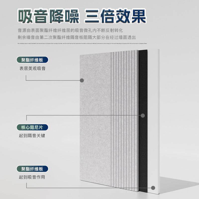 阻尼隔音板聚酯纤维吸音板自粘卧室家用墙面装饰防噪音超强消音板