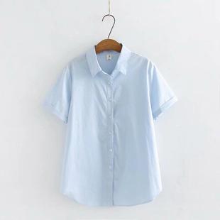 200斤夏季 正品 女短袖 胖衬业衫 加肥加大宽松纯m工棉作服职白 m大码