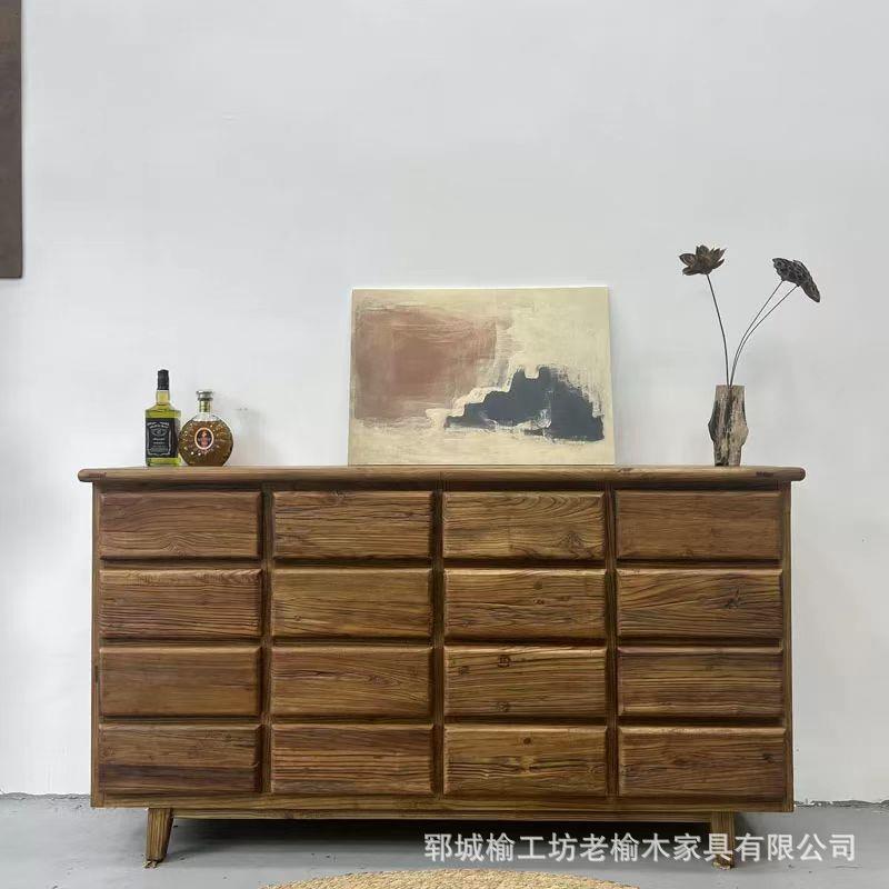 老榆木斗柜多层玄关柜榆木家具九斗柜客厅餐边柜新中式储物柜