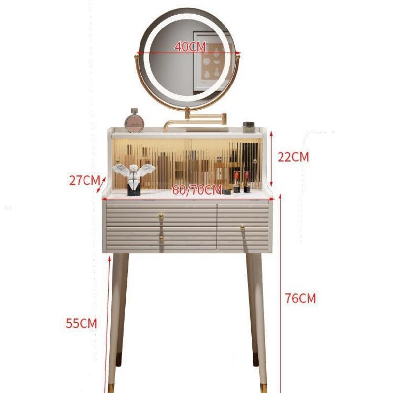 台ir法式油风小型奶梳妆60cm小户OAI型妆卧室岩板化妆桌迷你化台