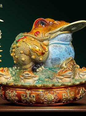 全铜金蟾招财摆件三足蟾蜍入户玄关客厅办公室收银柜台装饰开业礼