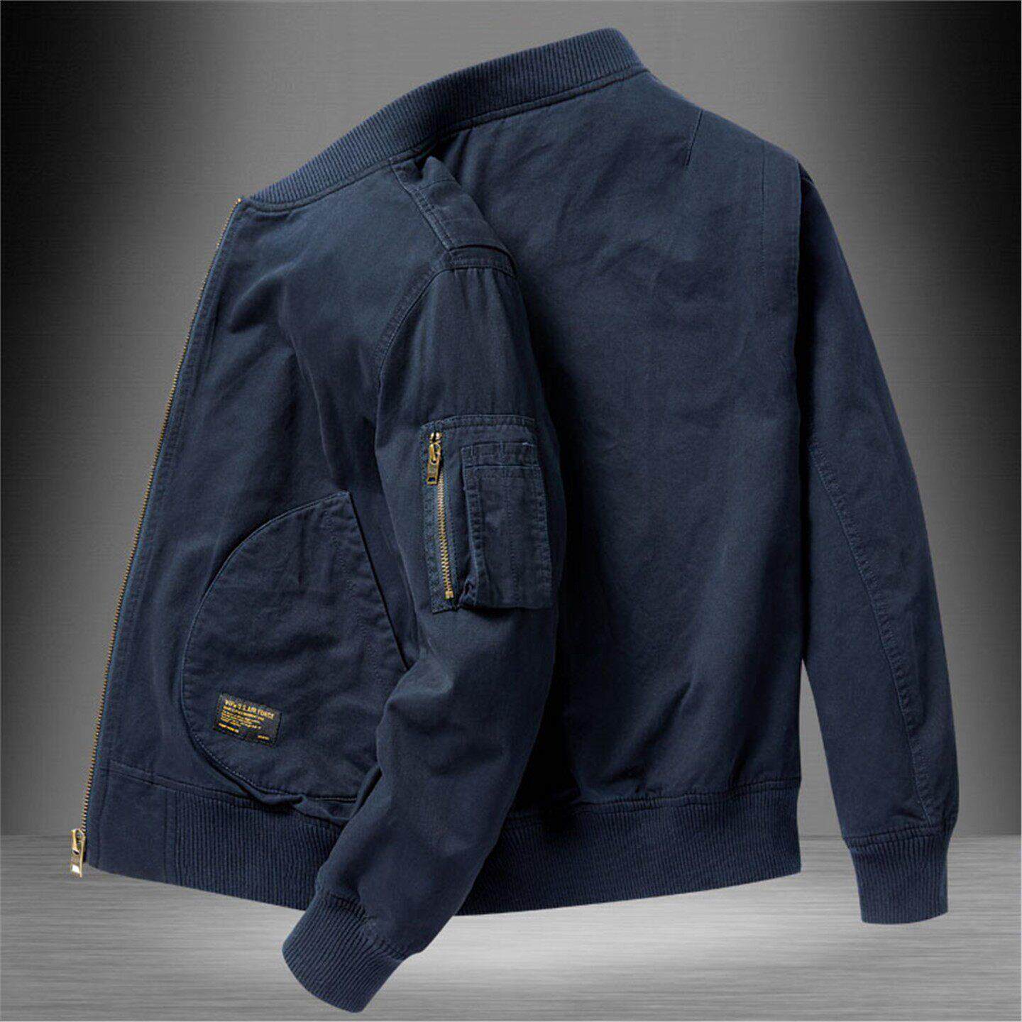 高端男士2025春秋新款外套纯棉工装上衣夹克棒球服潮宽松大码薄款