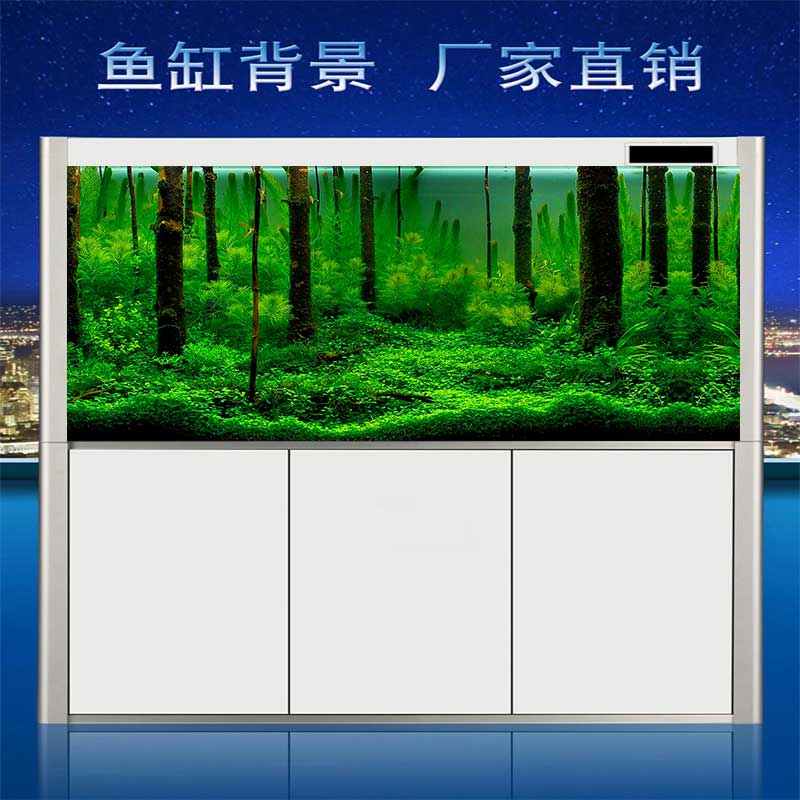 鱼缸背景贴纸水族高清图3d立体森林海底小鱼世界静电海洋海豚森林