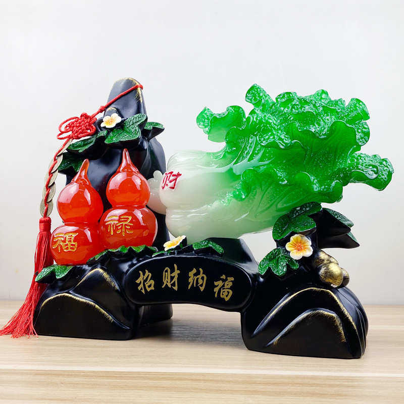 招财纳福玉白菜摆件葫芦摆设客厅电视酒柜玄关工艺装饰品开业礼品,特色手工艺,其他特色工艺品,淘宝优惠券,粉丝福利购,淘宝优惠卷