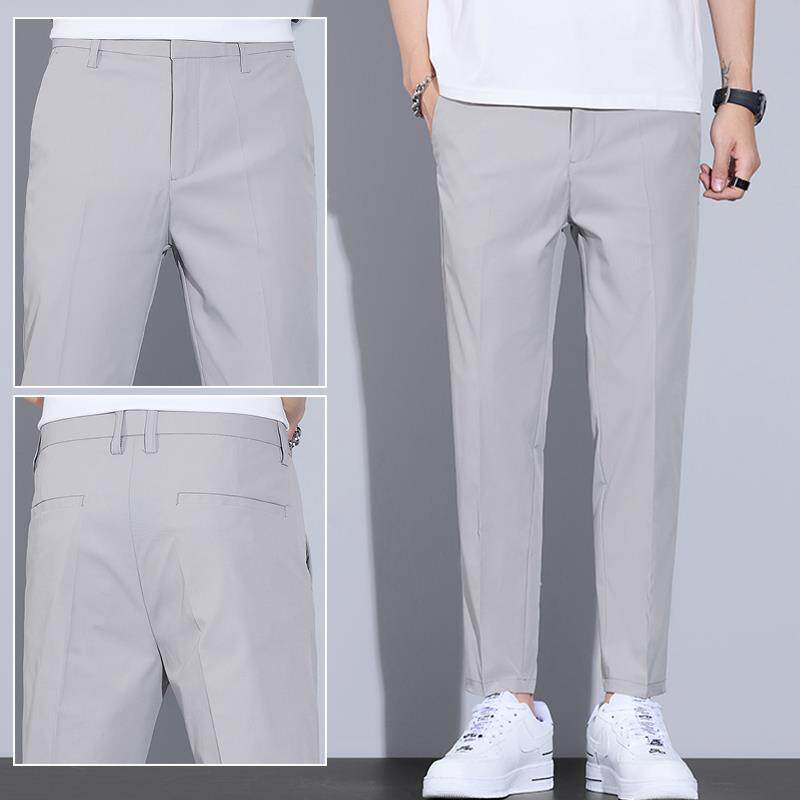 香港夏季薄款九分休闲 西裤男修身直筒2025年时尚高端9分裤子男潮