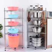 厨房置物架加厚不锈钢三角架放锅架角落收纳架厨具用品三角脸盆架