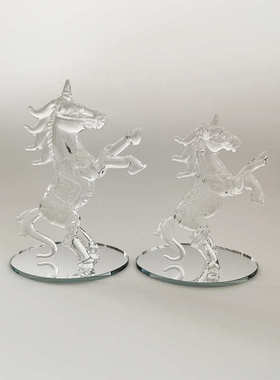 工琉璃办水晶玻璃马 车载手工装饰品烧制摆件桌