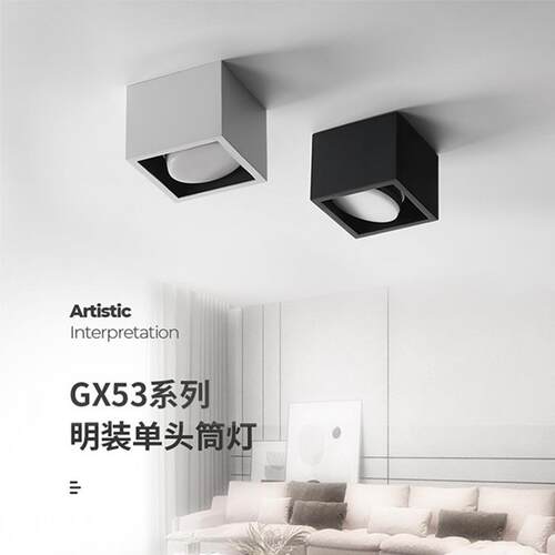 led明装筒灯天花灯客厅无主灯照明吸顶灯走廊过道灯可调角度盒仔