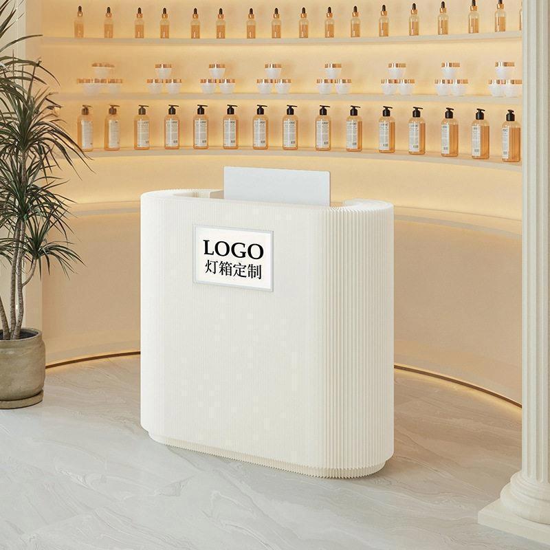 公接待台环岛灯箱前台可logo双层置物展架商务咨询台