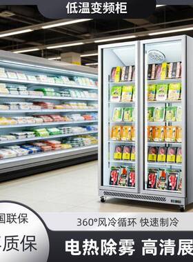 冷冻展示柜超市冰箱冰淇淋冻品低温柜商用急冻柜风冷立式冰柜